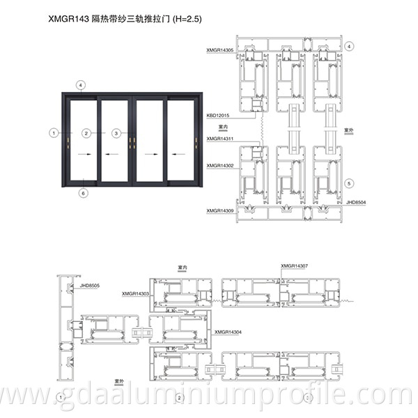 Aluminum XMGR143-220 Insulated Upgrade Push Door Assembly Structure